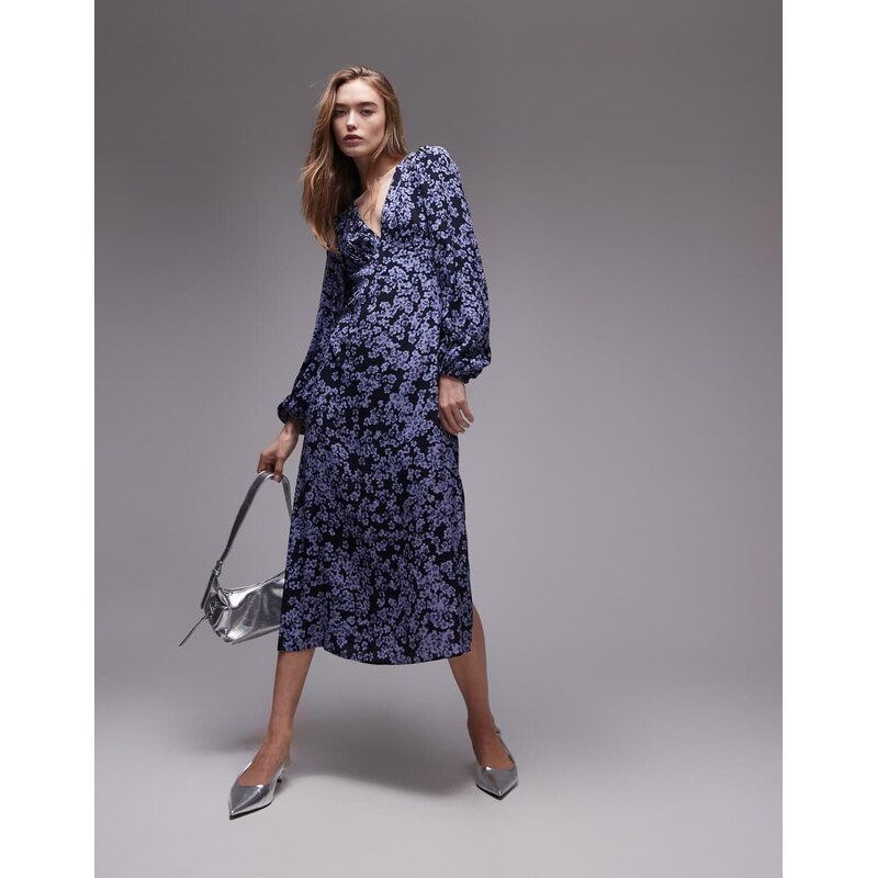 & Other Stories midi dress with side splits and volume sleeves