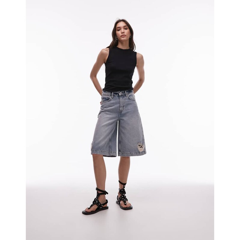 Allsaints louie long short in light indigo-Blue 106122013