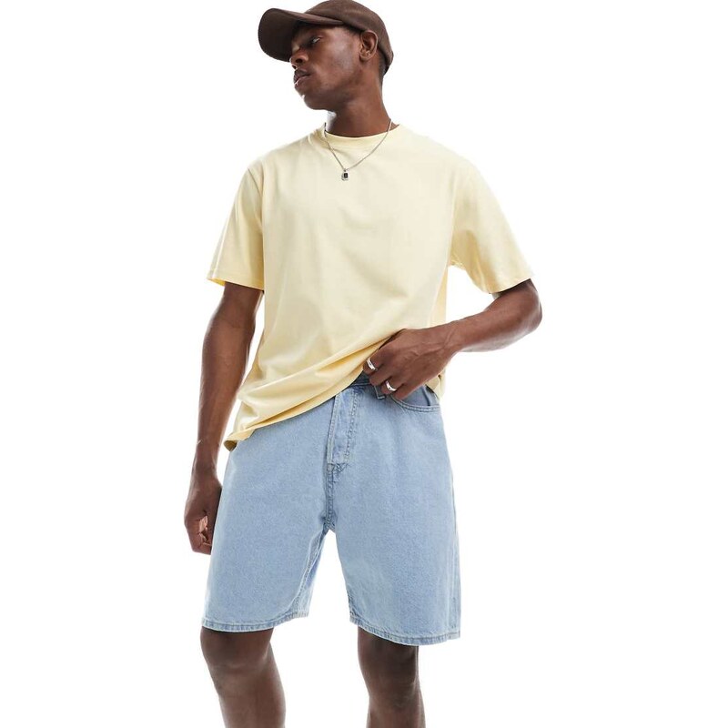 Jack & Jones tony loose fit denim shorts in light blue