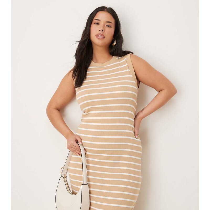ASOS Curve ASOS DESIGN 90s Curve ribbed built up midi tank dress 114597393