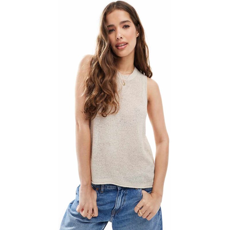 ONLY lightweight knitted tank top in beige-Neutral 106124394