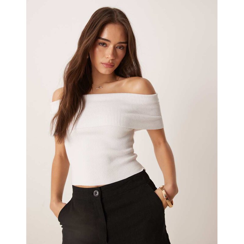 Abercrombie & Fitch off the shoulder foldover top in white 106124476