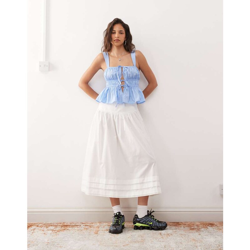 COLLUSION prairie maxi skirt with pin tuck detail in white 106124543
