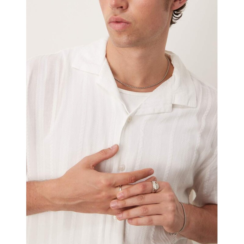 Abercrombie & Fitch short sleeve cropped lightweight linen shirt in white
