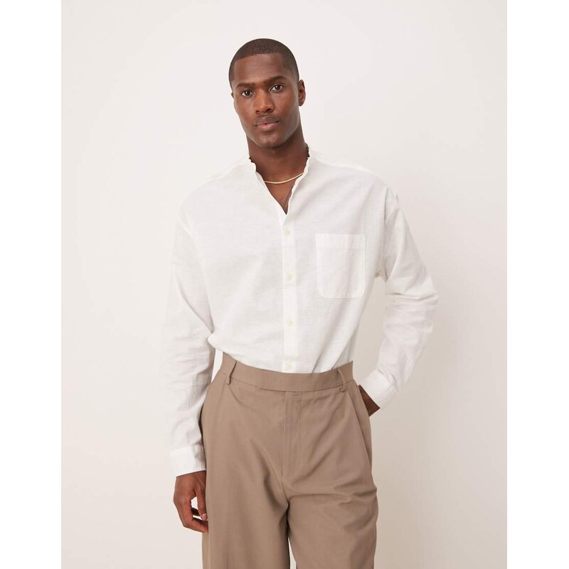 ASOS DESIGN 90s oversized linen blend shirt in white
