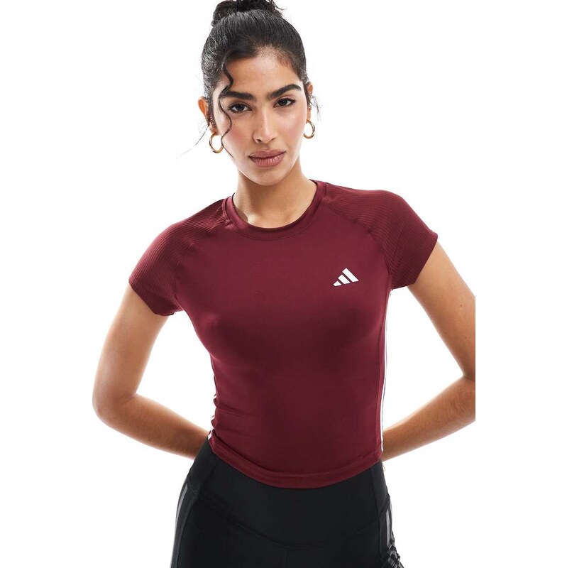 adidas performance adidas Training Hyperglam t-shirt in burgundy-Red 106130819