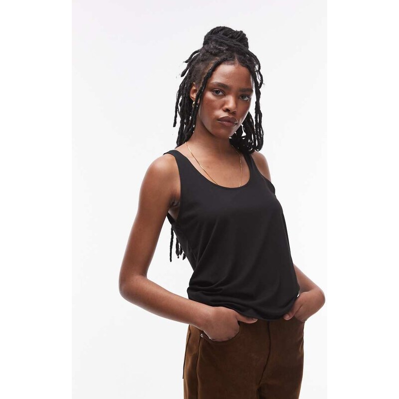 Topshop slouchy scoop neck vest in black