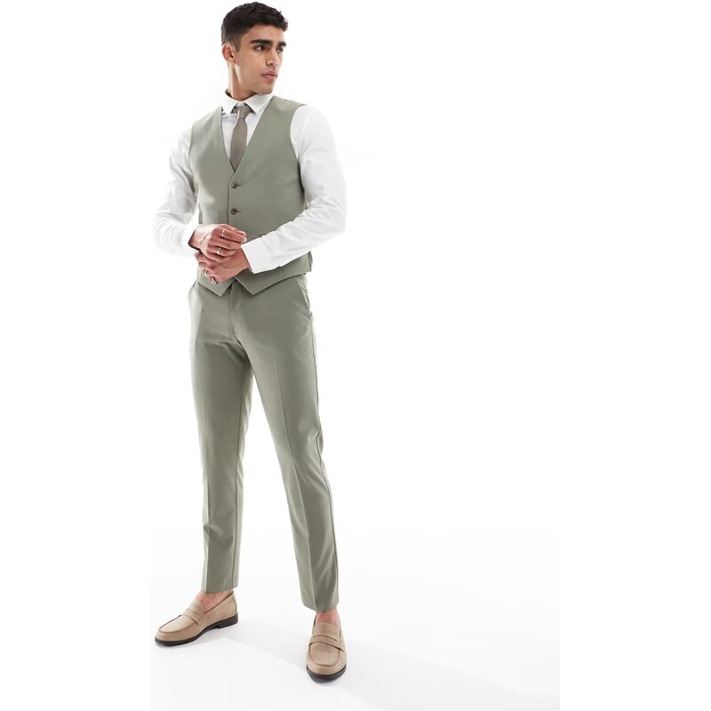 ASOS DESIGN skinny suit trousers in khaki-Green