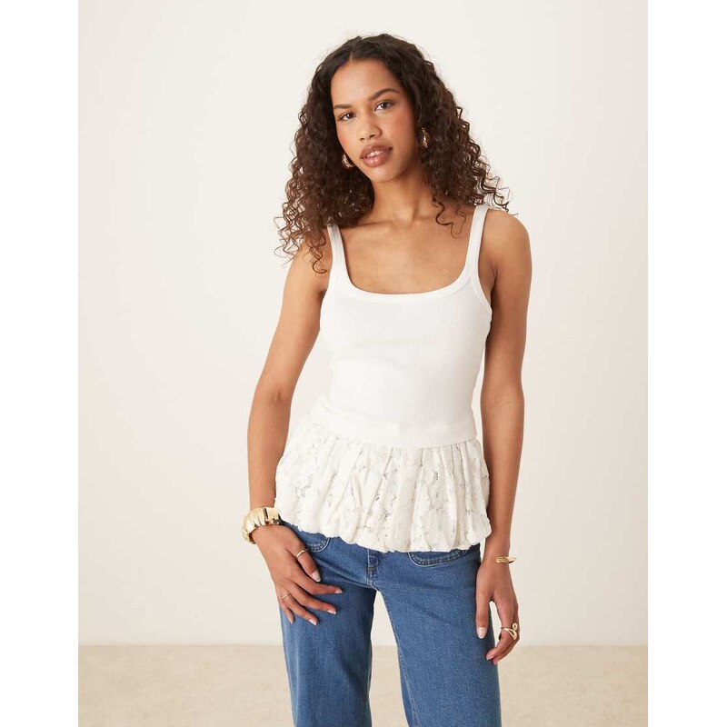 ASOS DESIGN bubble lace hem tank in white