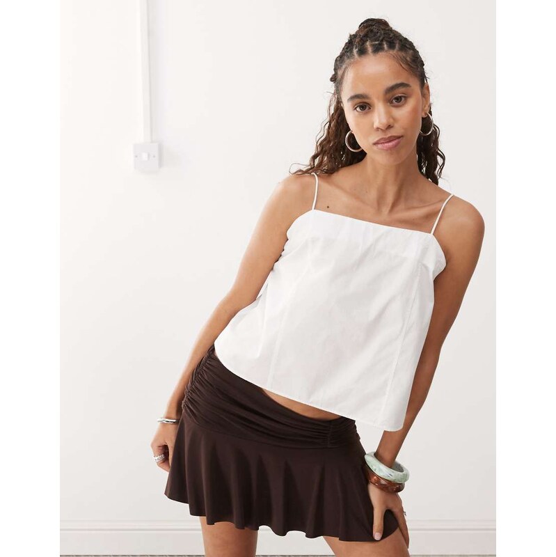 Monki trapeze strappy top in white