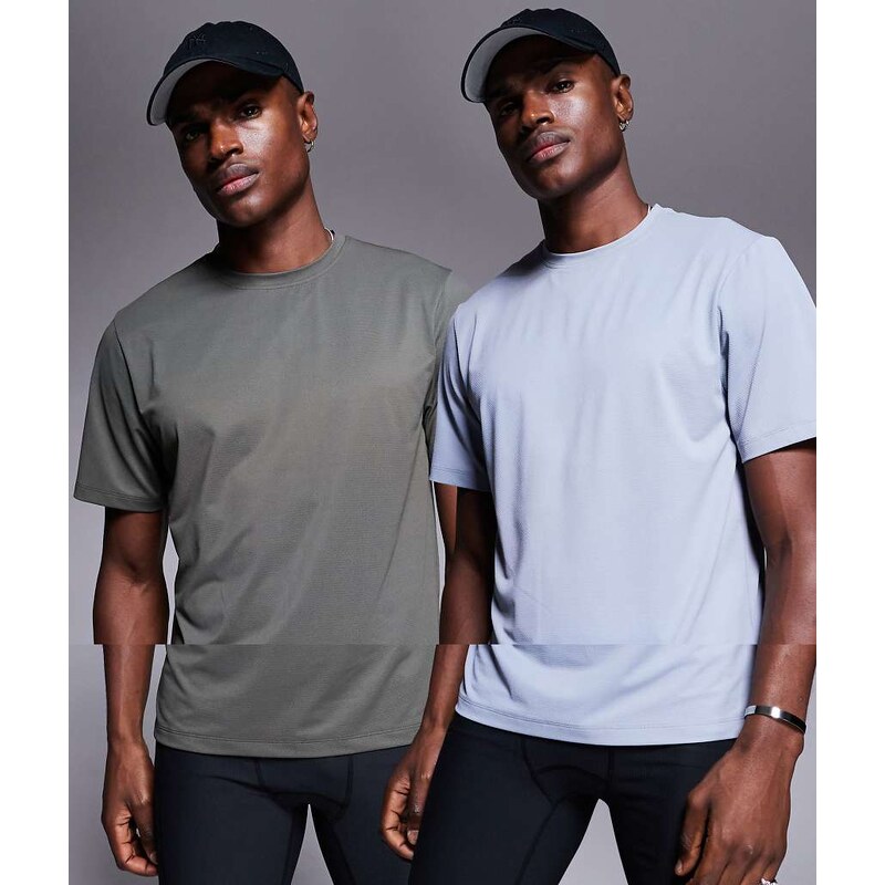 4505 Icon training t-shirt with quick dry 2 pack in khaki and