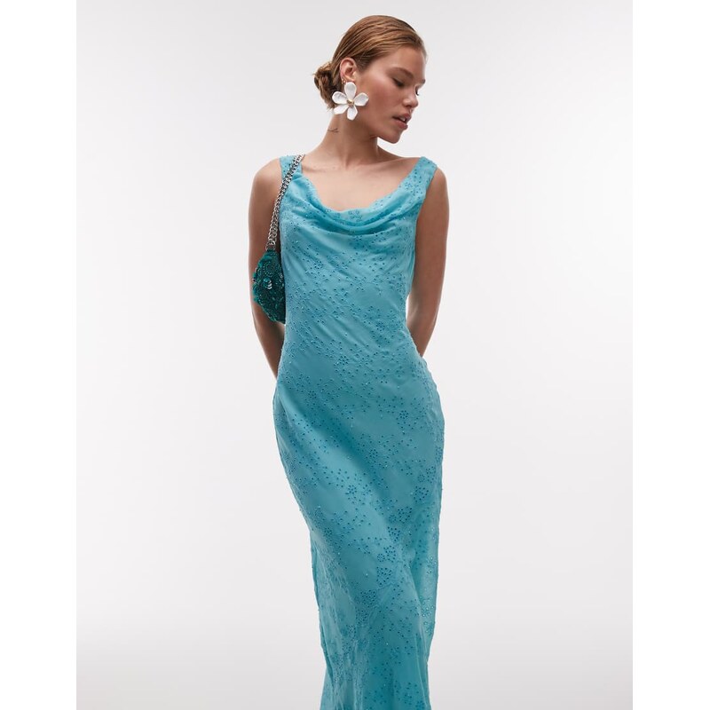 Topshop premium double layered cowl slip with beading and