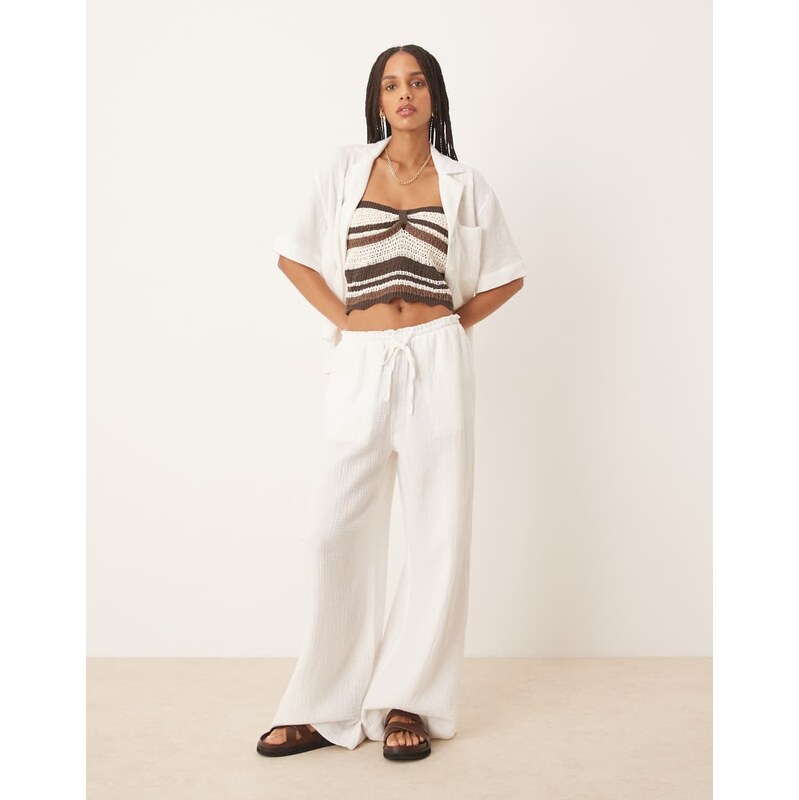 Gina Tricot co-ord gauze relaxed fit drawstring trousers in