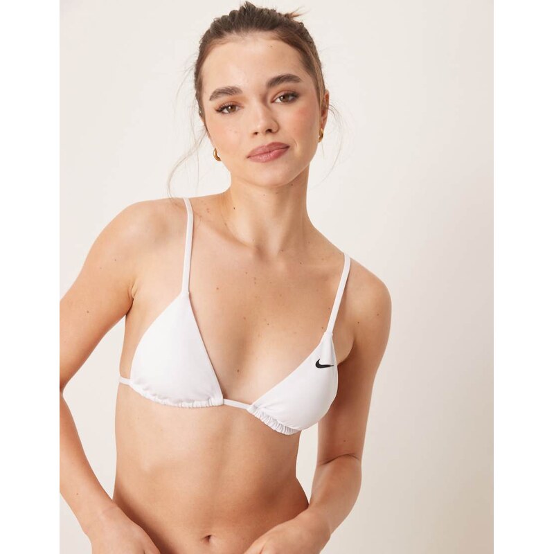 Nike Swimming Nike Essential triangle bikini top in white