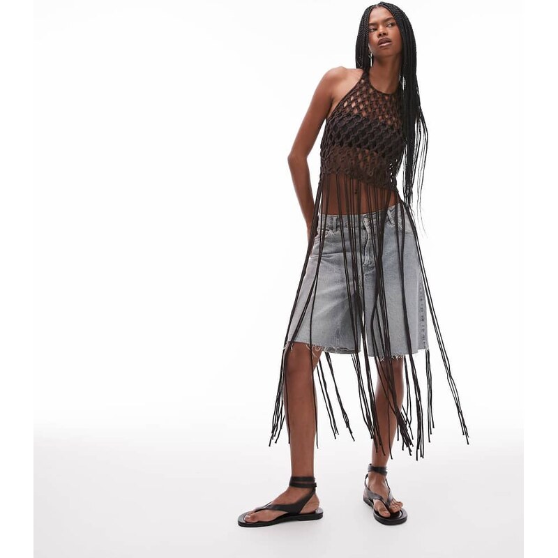 & Other Stories knitted open crochet top with maxi length