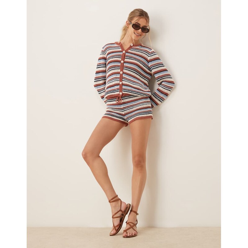 ASOS DESIGN knitted micro short co-ord in multi