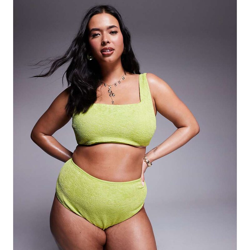 ASOS Curve ASOS DESIGN Curve Bella textured bikini top in bright 115511261