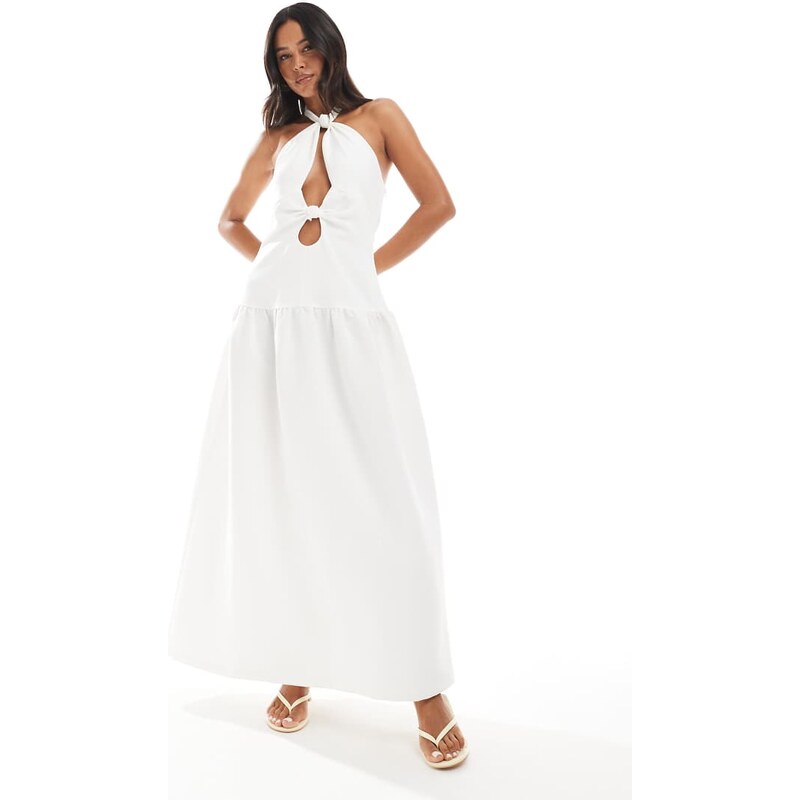 4th & Reckless halterneck cut out knot detail dropped waist maxi dress 106147969