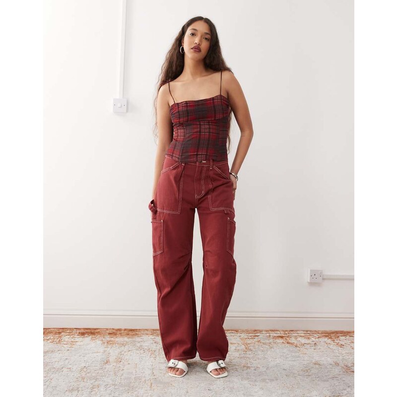 Lioness Miami Vice lowrise pocket detail wide leg jeans co-ord in 106614048