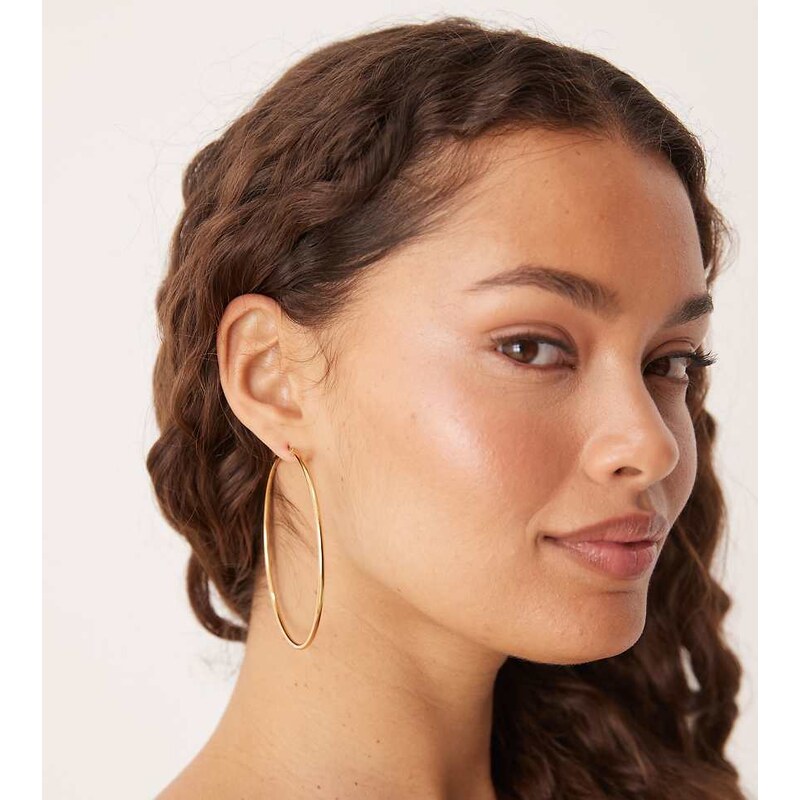 Lost Souls 70mm big hoop earrings in 18ct gold plated stainless steel 106178897
