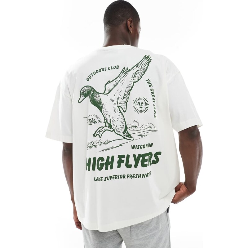 ASOS DESIGN oversized t-shirt with duck graphic in off white