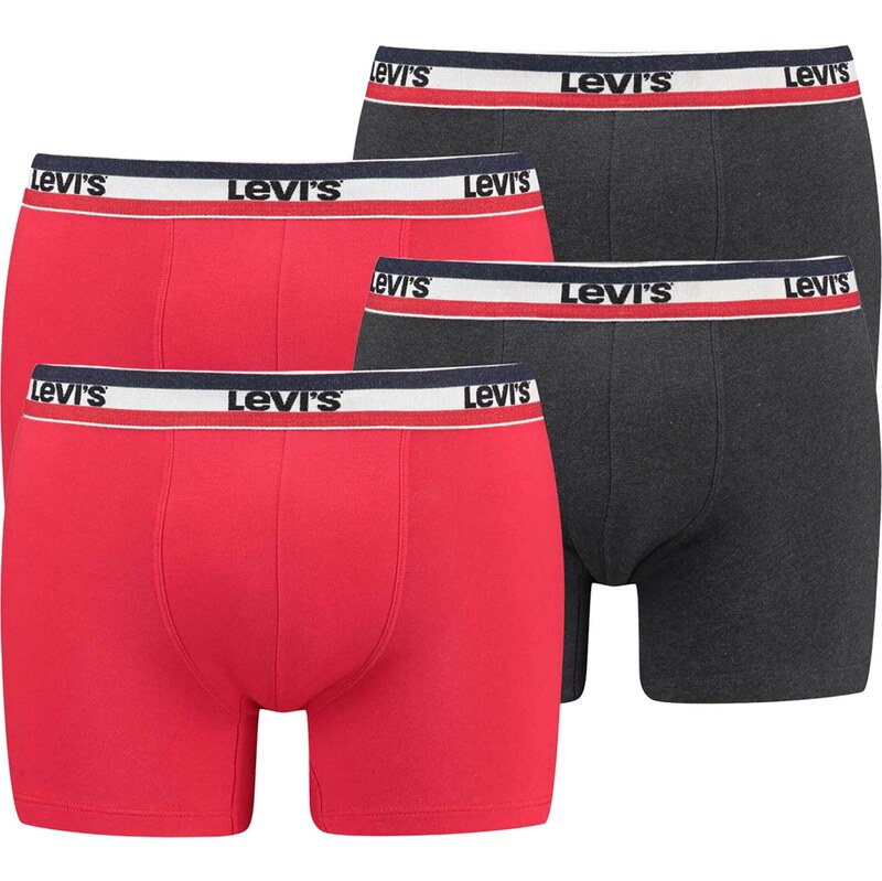 LEVIS  Boxerky antracitová / krvavě červená / bílá