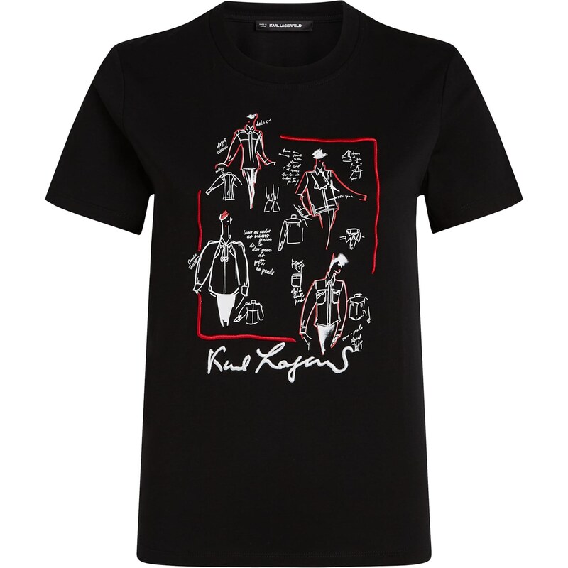 Karl Lagerfeld Tričko červená / černá / bílá