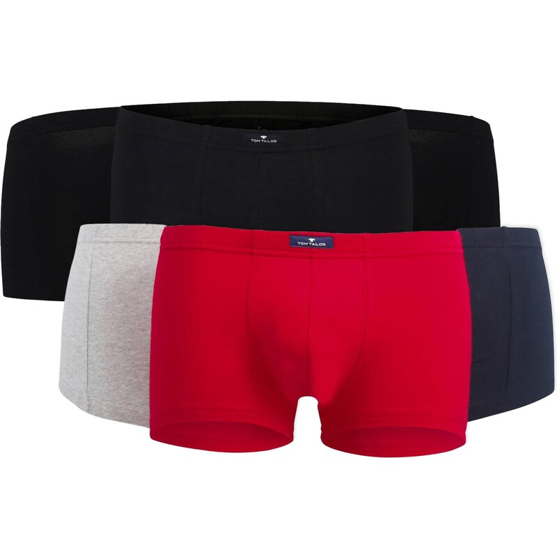 TOM TAILOR Boxerky marine modrá / světle šedá / jasně červená /