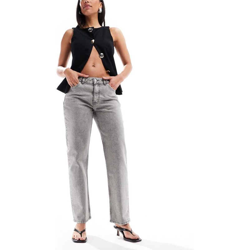 Dr Denim Arch mid waist straight leg jeans in tar ash grey wash 106148150
