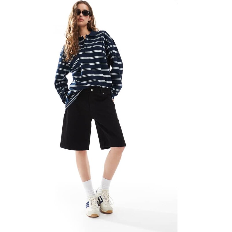 Dr Denim Lea low waist relaxed fit jort shorts in black 106148152