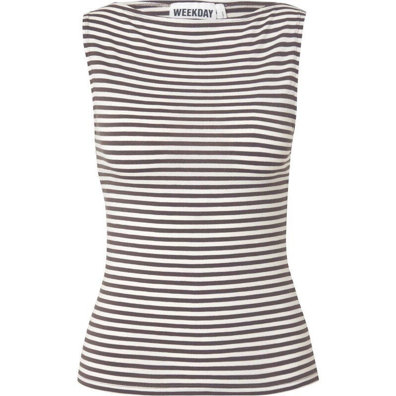 WEEKDAY Top Annie antracitová / bílá