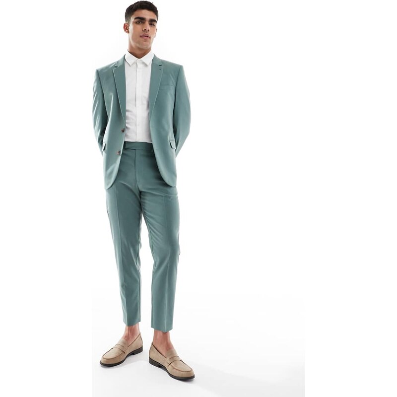ASOS DESIGN tapered suit trousers in green