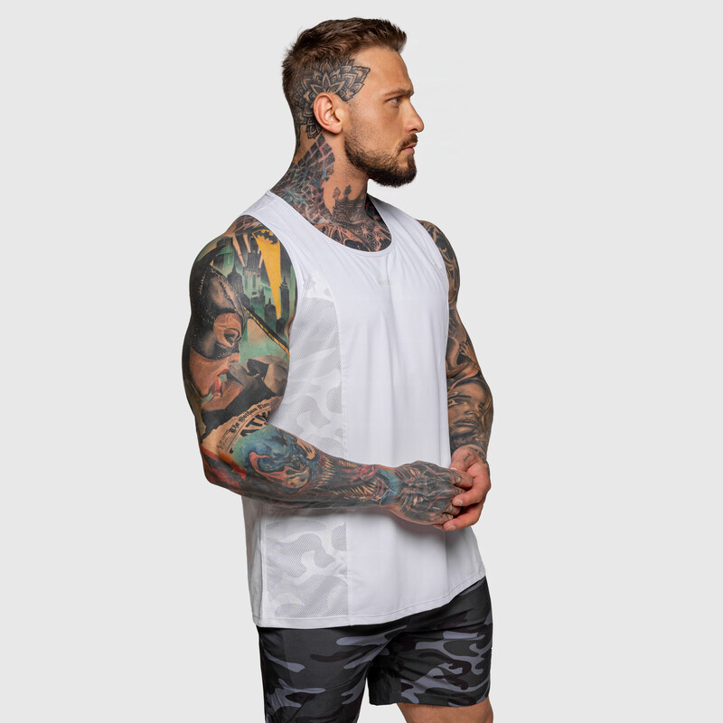 Pánské funkční tílko Iron Aesthetics Camo Mesh, bílé