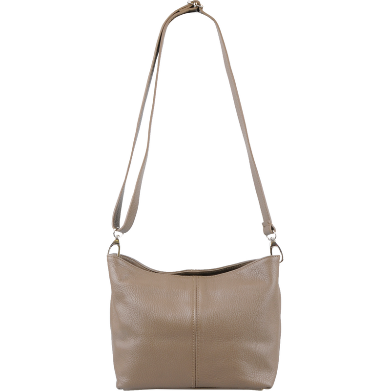 Hnědá kožená italská crossbody kabelka Batilda Taupe Scura