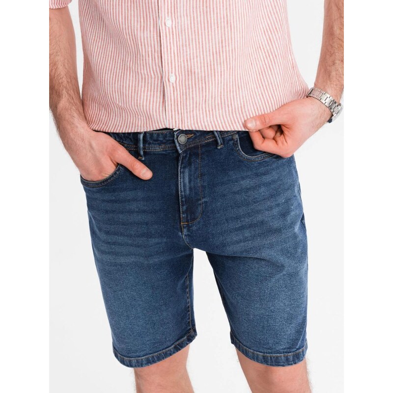 Ombre Clothing Klasické tmavě modré džínové šortky V3 SRDS-0171