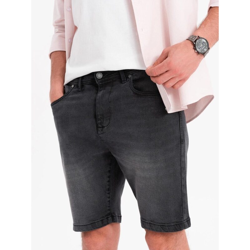 Ombre Clothing Klasické černé džínové šortky V4 SRDS-0171