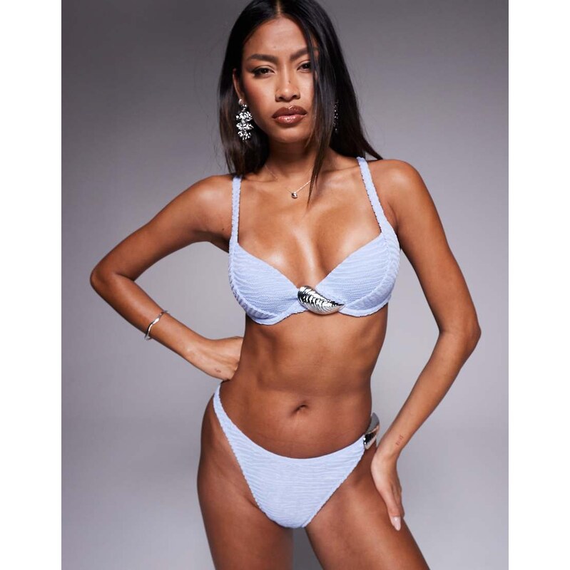 ASOS DESIGN Sia high leg cheeky bikini bottom with shell detail in 115510540