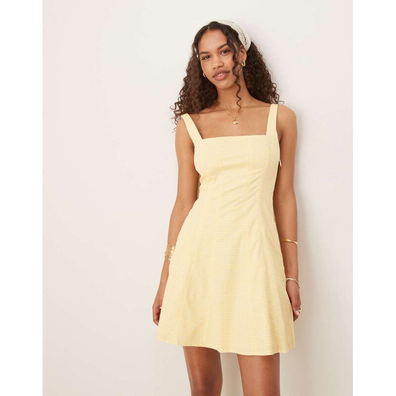 Abercrombie & Fitch square neck pleated a-line mini skort dress in 115723129
