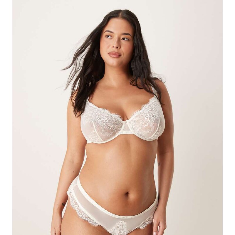 ASOS Curve ASOS DESIGN Curve Aurora lace thong in off white 106157607