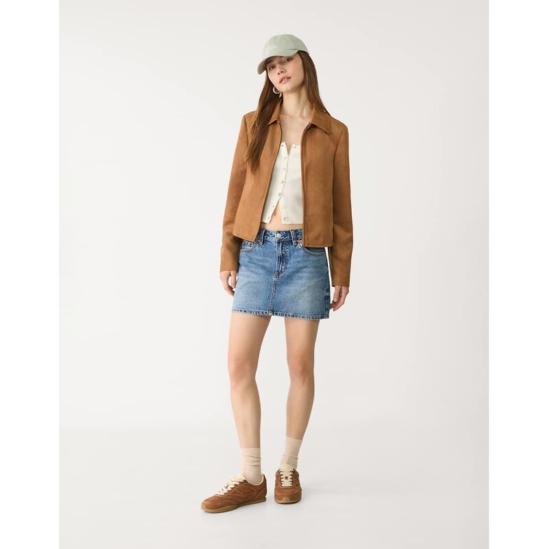 Stradivarius D60 denim mini skirt in light blue 106701736