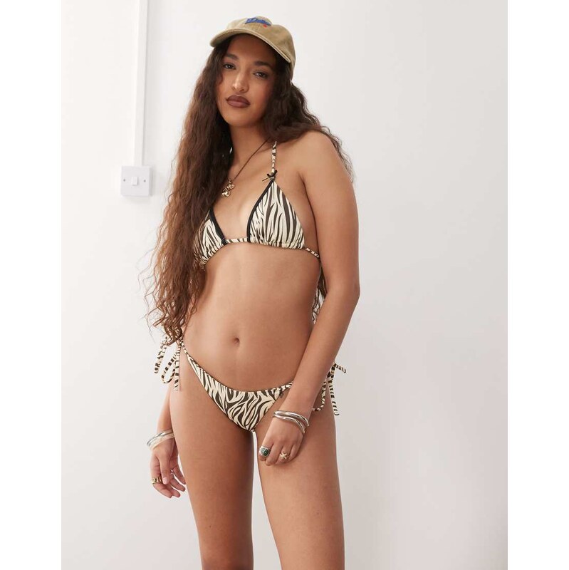 Lioness Rio bow detail tie side bikini bottom co-ord in zebra-Multi 115511908