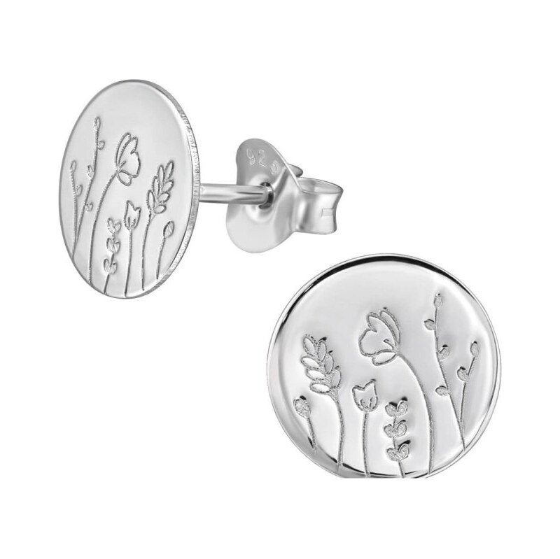 Pravé stříbro All4Silver Stříbrné náušnice s gravírovanou