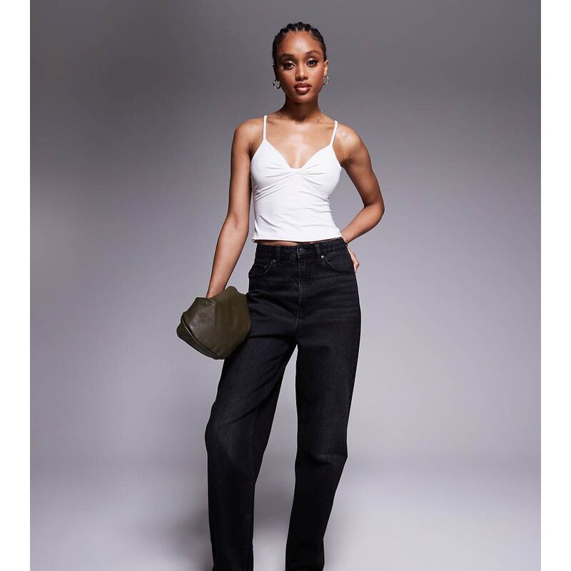 ASOS Tall ASOS DESIGN Tall high rise relaxed mom jeans in black 113260403