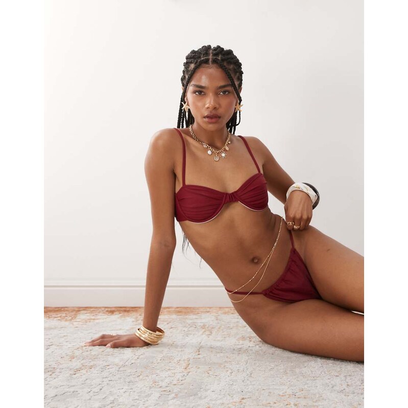 Miss Selfridge mix and match ruched cup skinny strap bikini top