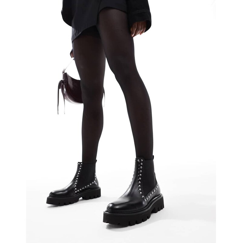 OFF THE HOOK PRIOR high ankle black chelsea leather boots in black 106168252