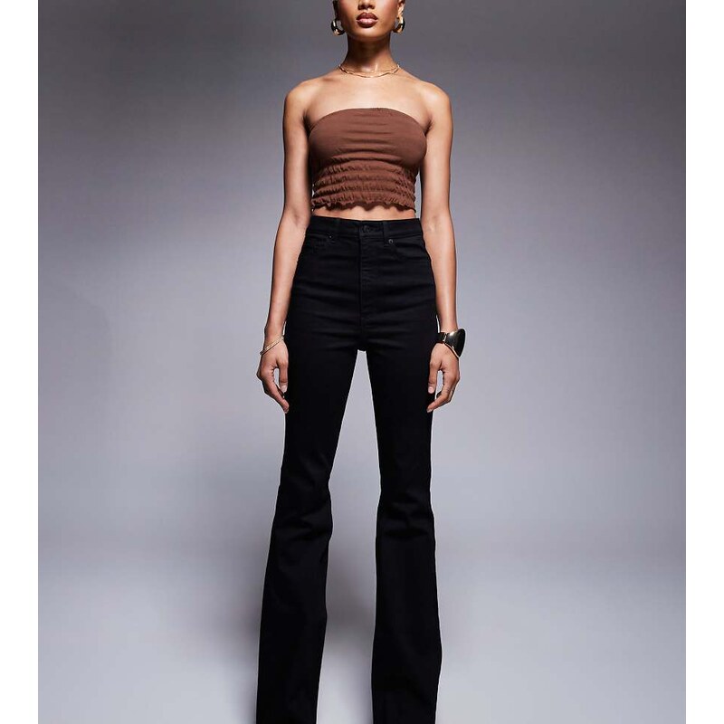 ASOS Tall ASOS DESIGN Tall power stretch sculpt flare jeans in black 115510443