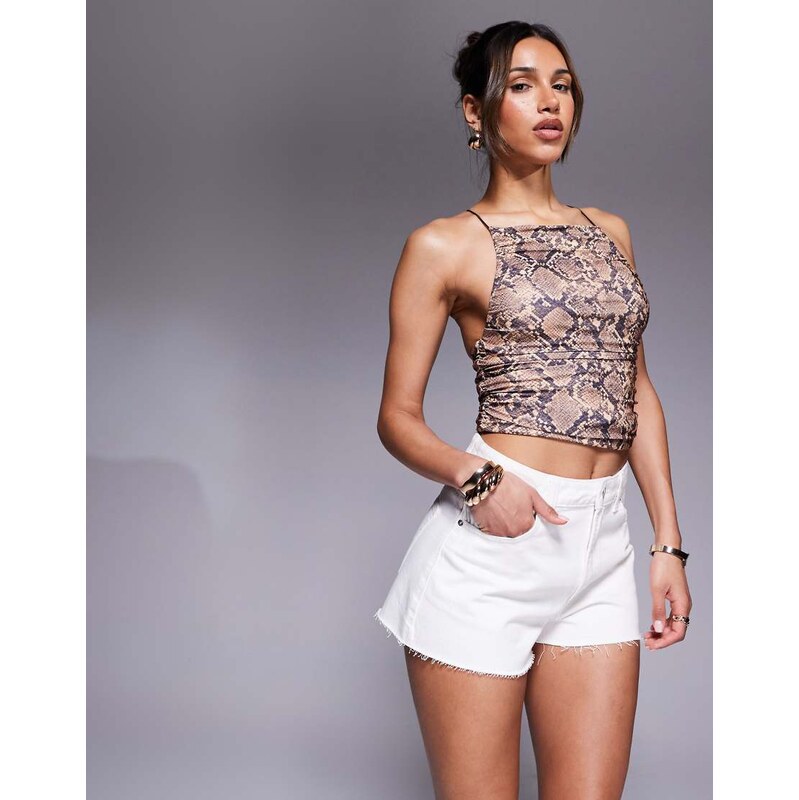 ASOS DESIGN denim A line short in white