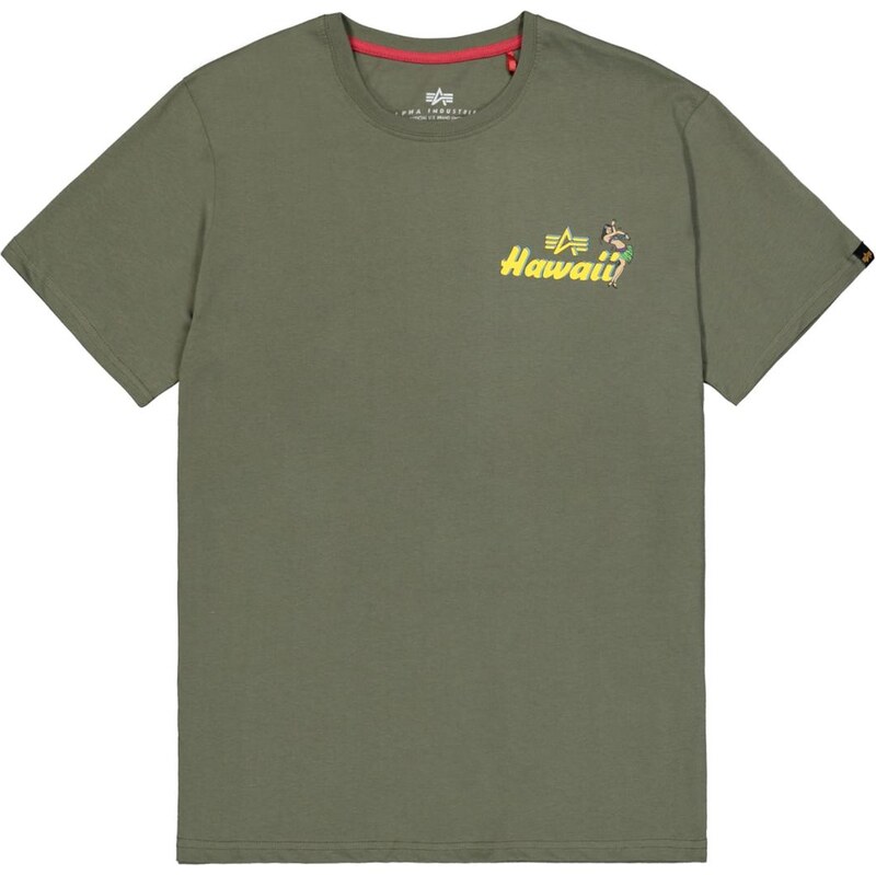 ALPHA INDUSTRIES Tričko Pearl Harbor žlutá / olivová / červená