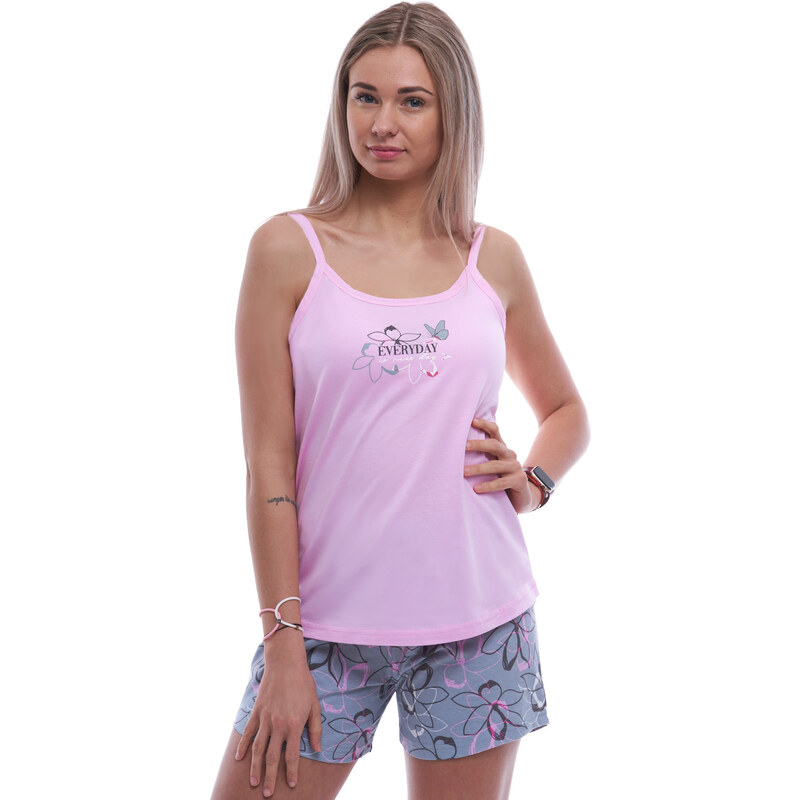 Naspani Dámské letní pyžamo z bavlny – kraťasy a top, ideální na