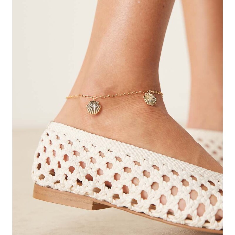 Orelia gold plated multi shell anklet in pale gold 106178841
